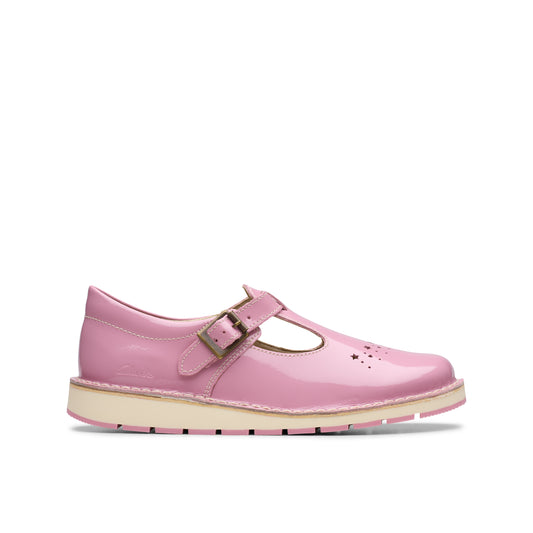 Clarks Joyful Skip K Girls Pink Patent T-Bar Shoe