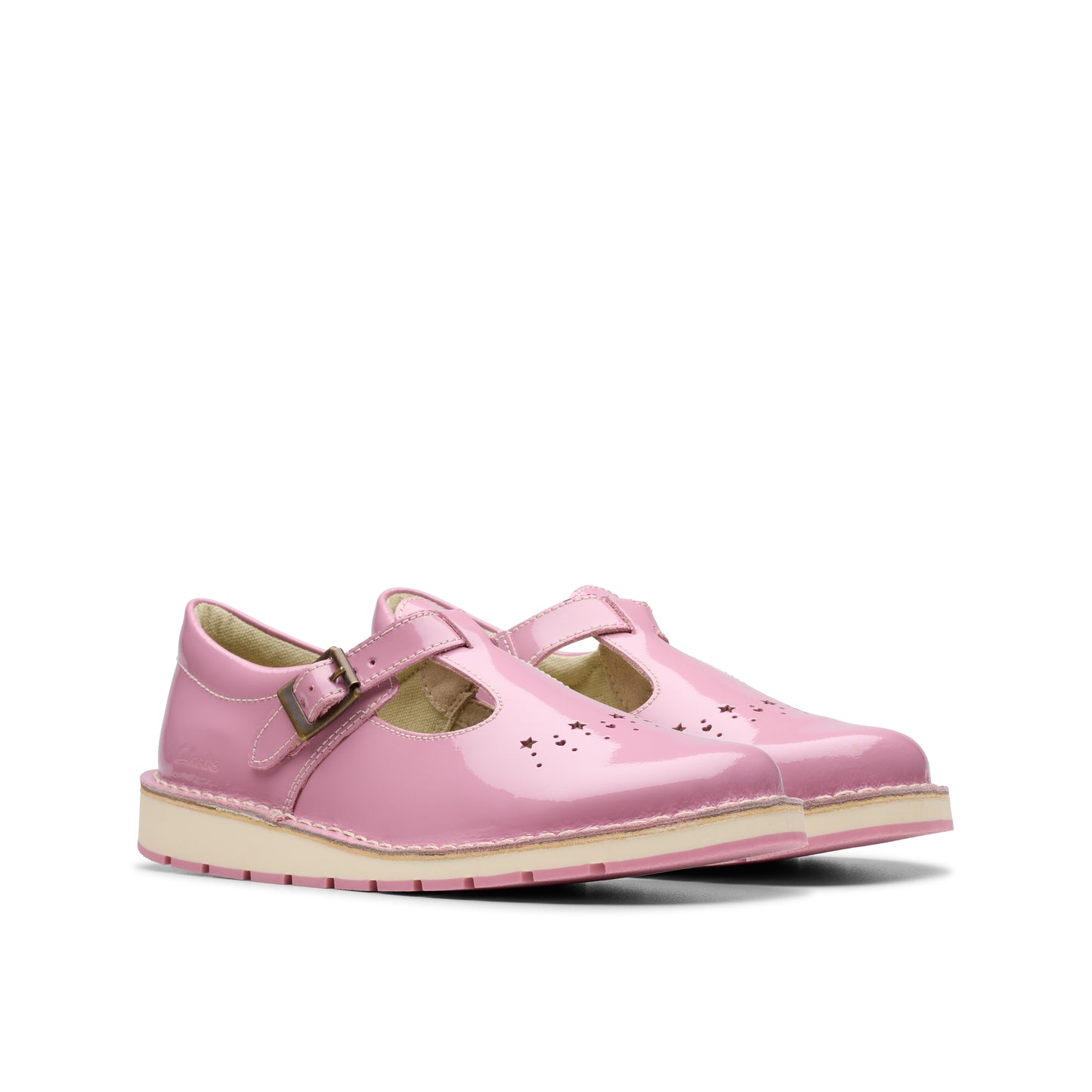 Clarks Joyful Skip K Girls Pink Patent T-Bar Shoe