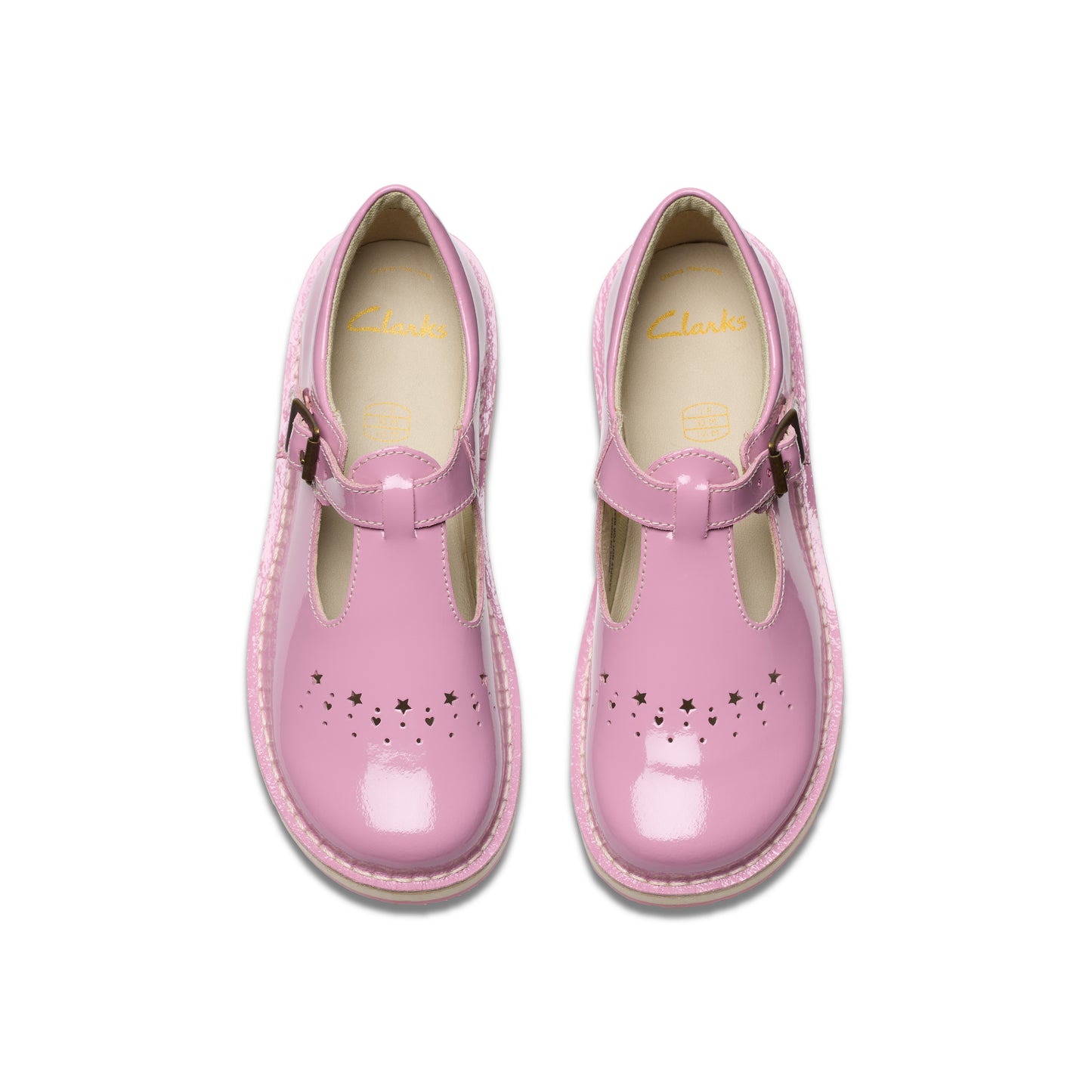 Clarks Joyful Skip K Girls Pink Patent T-Bar Shoe