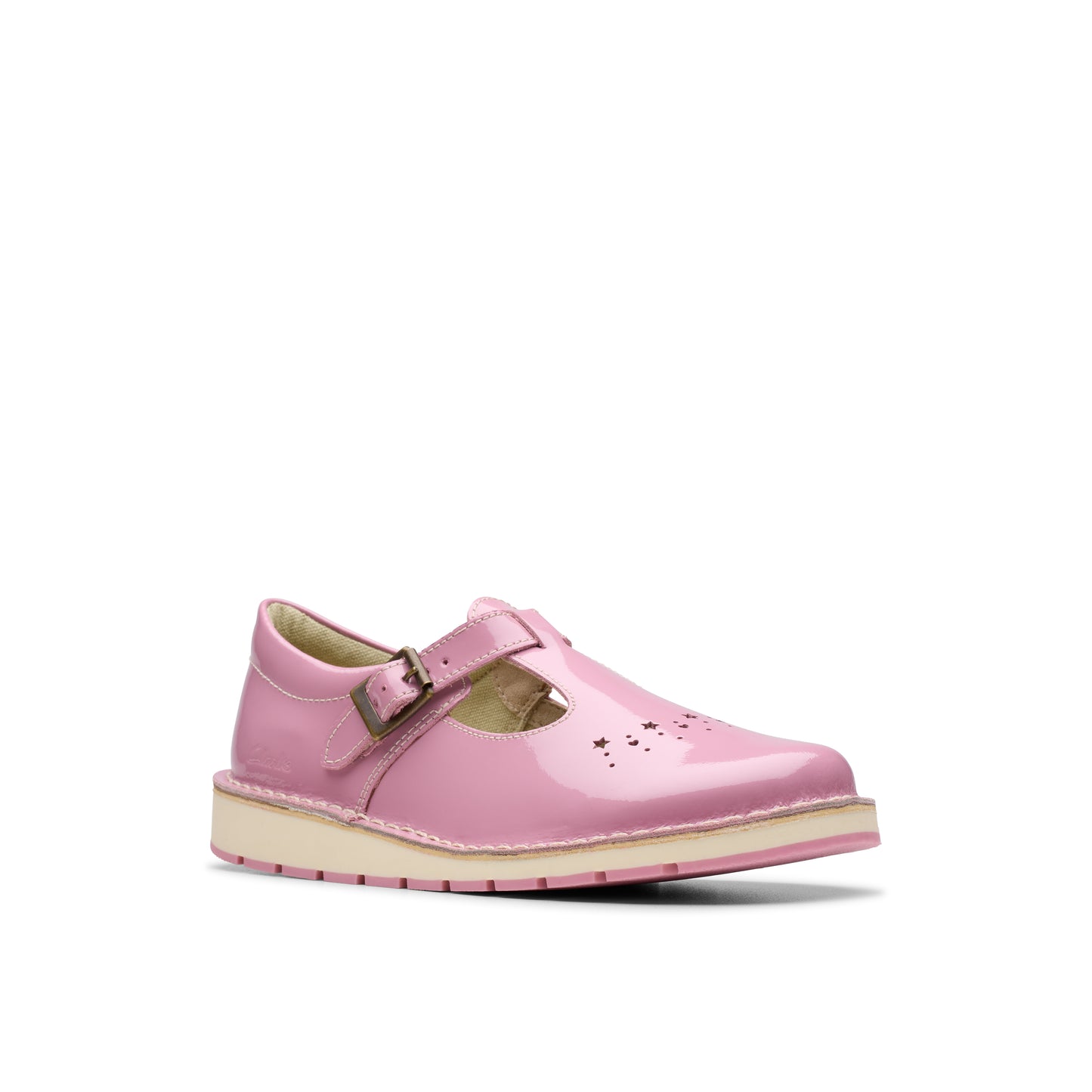 Clarks Joyful Skip K Girls Pink Patent T-Bar Shoe