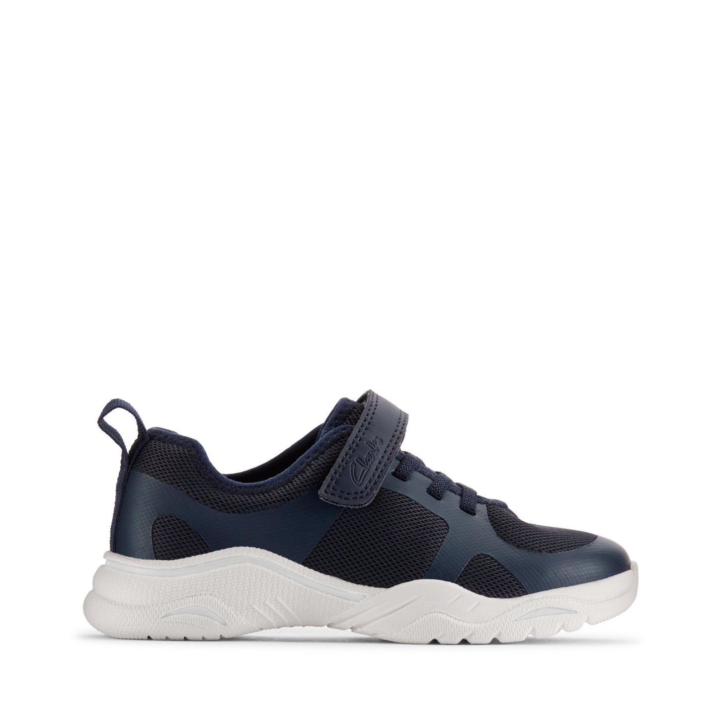 Clarks Feather Ath K Boys Navy Trainers