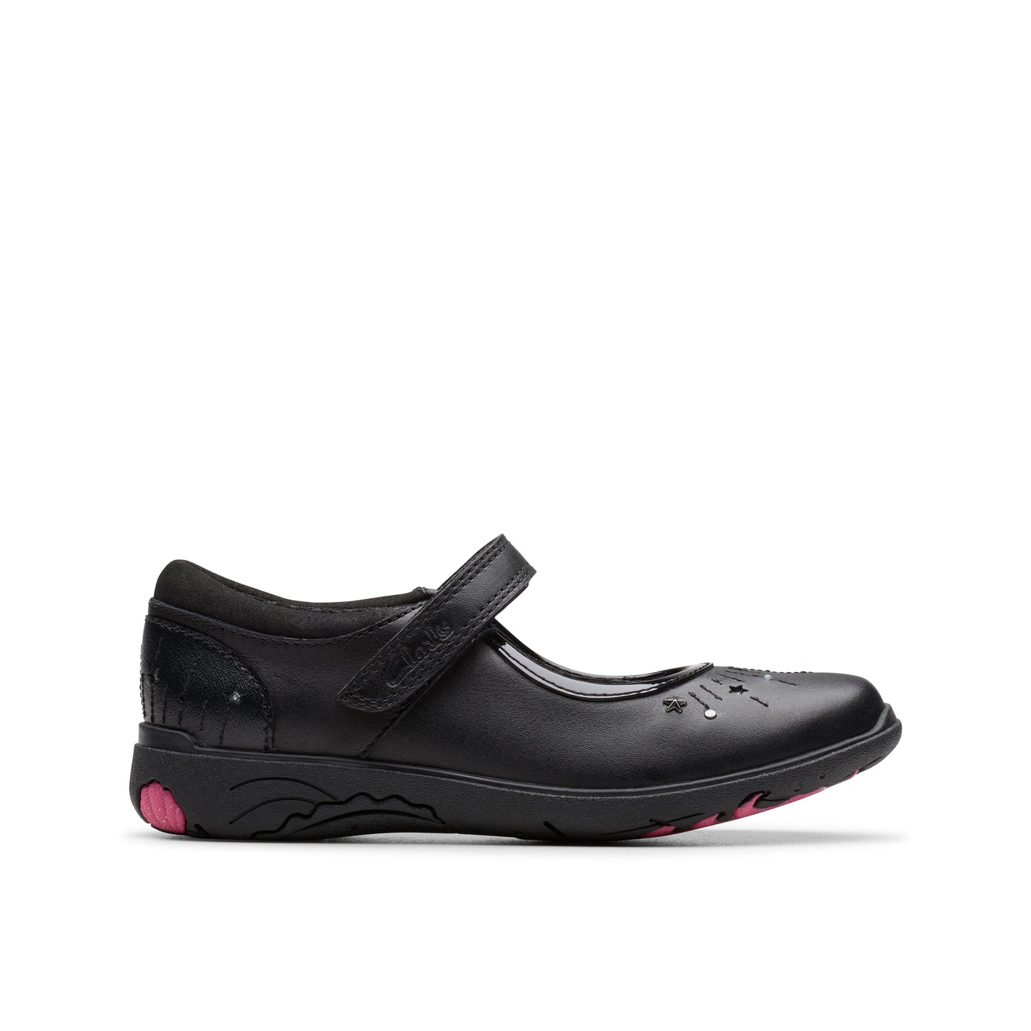 Clarks Relda Wish Girls Black School Shoe