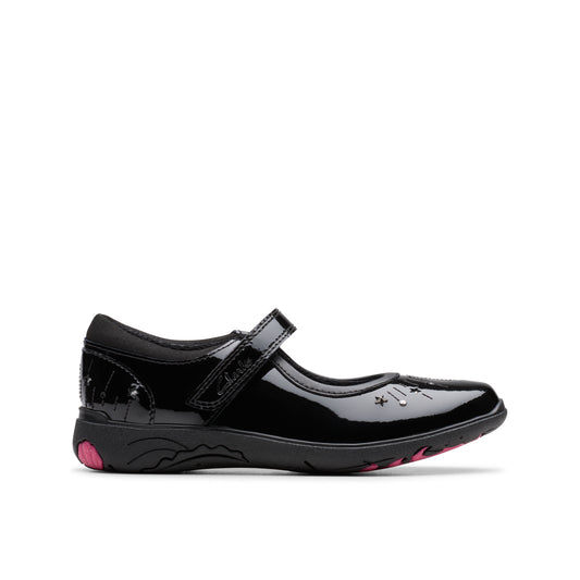 Clarks Relda Wish Girls Black Patent School Shoe