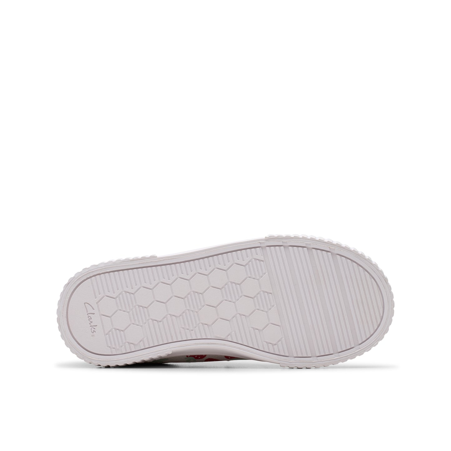 Clarks Foxing Fraise K Girls Silver Strawberry Canvas Shoe