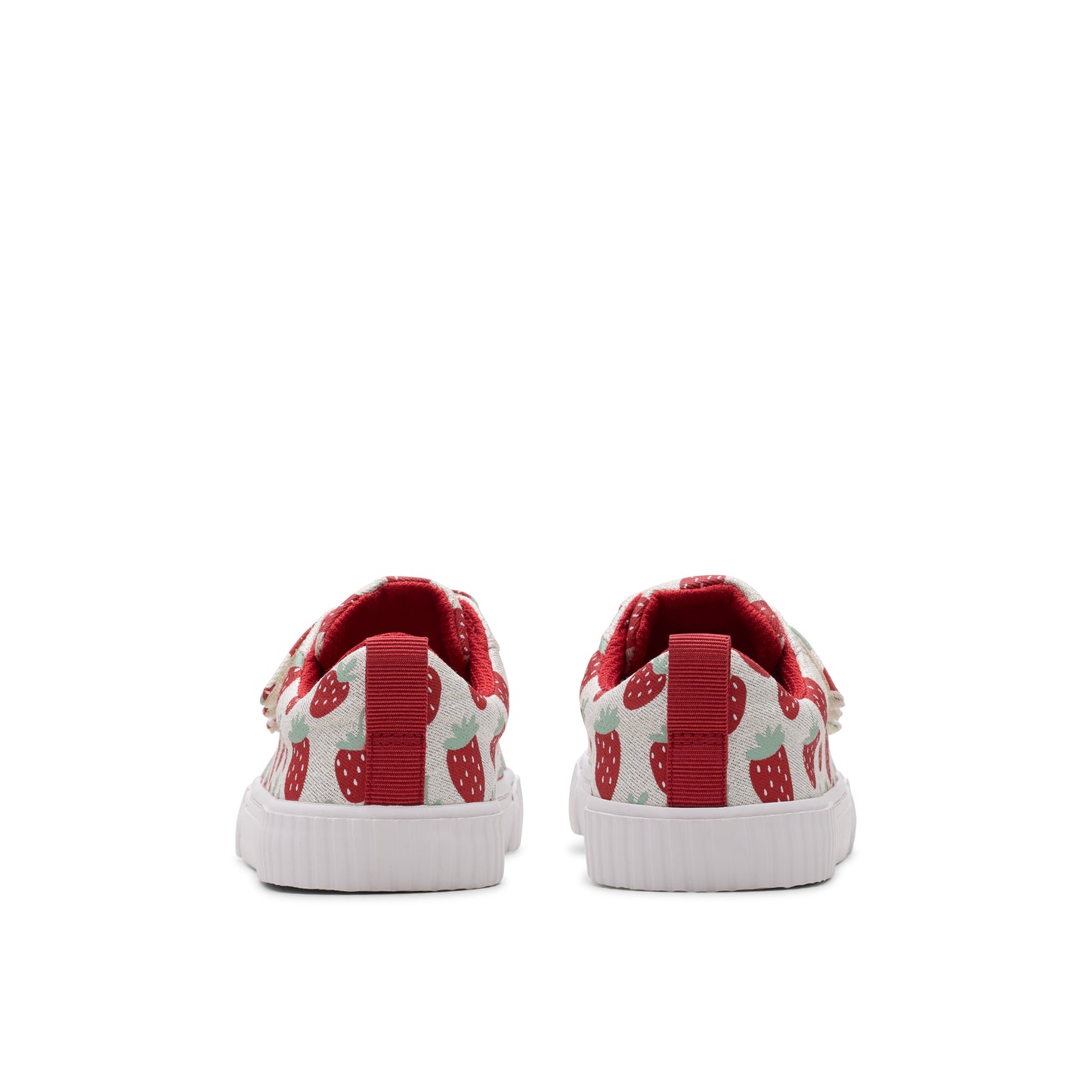 Clarks Foxing Fraise K Girls Silver Strawberry Canvas Shoe