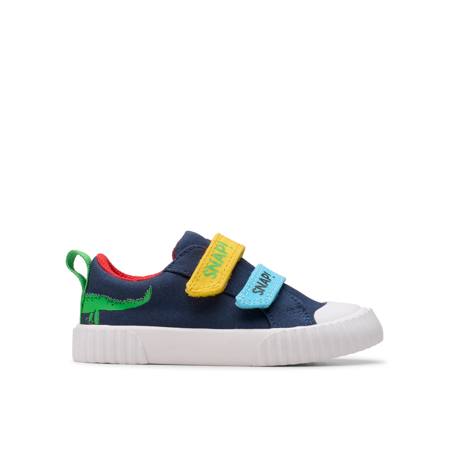 Clarks Foxing Ace T Boys Navy Crocodile Canvas Shoe