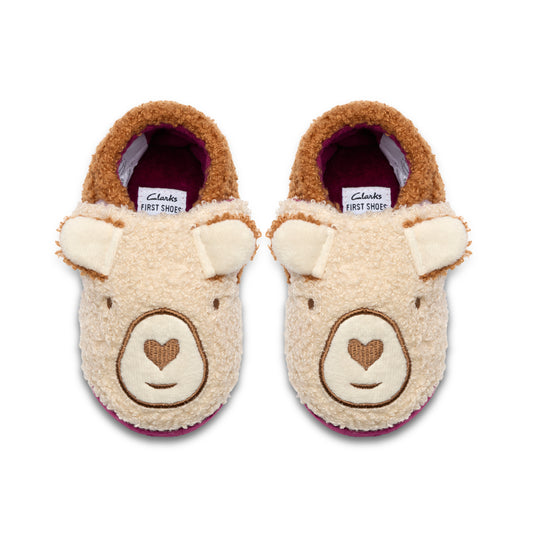 Clarks Fluffy Snug Cream Teddy Slipper