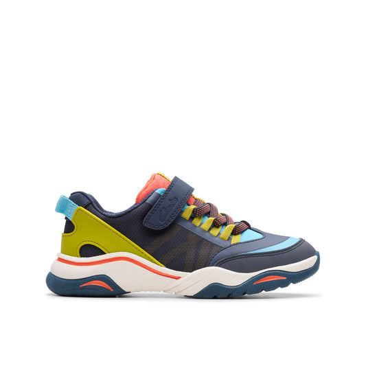 Clarks Feather Track K Boys Navy Trainers