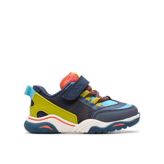 Clarks Feather Track T Toddler Boys Navy Trainers