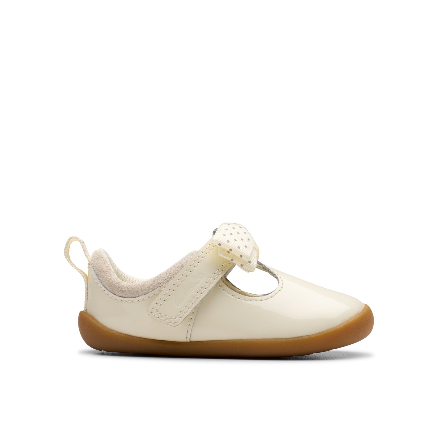 Clarks Roamer Trim T Girls Off White Bow Shoe