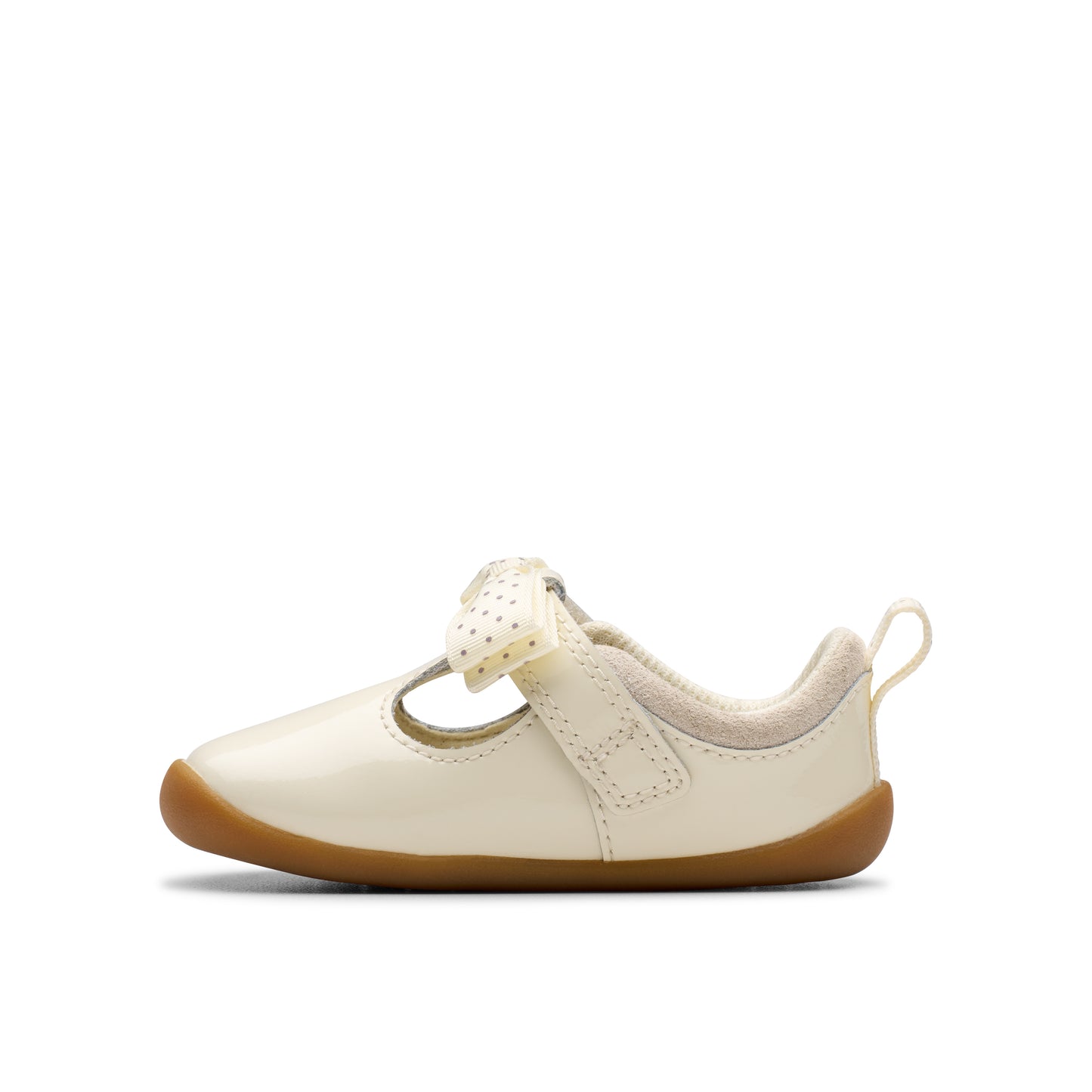 Clarks Roamer Trim T Girls Off White Bow Shoe