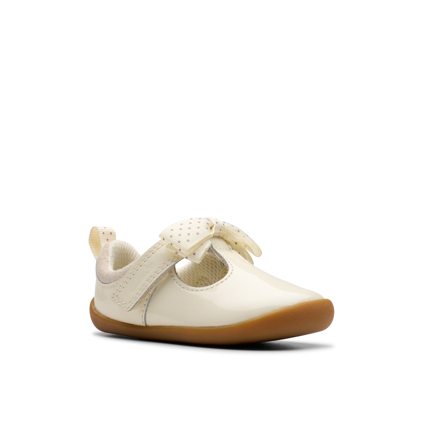 Clarks Roamer Trim T Girls Off White Bow Shoe