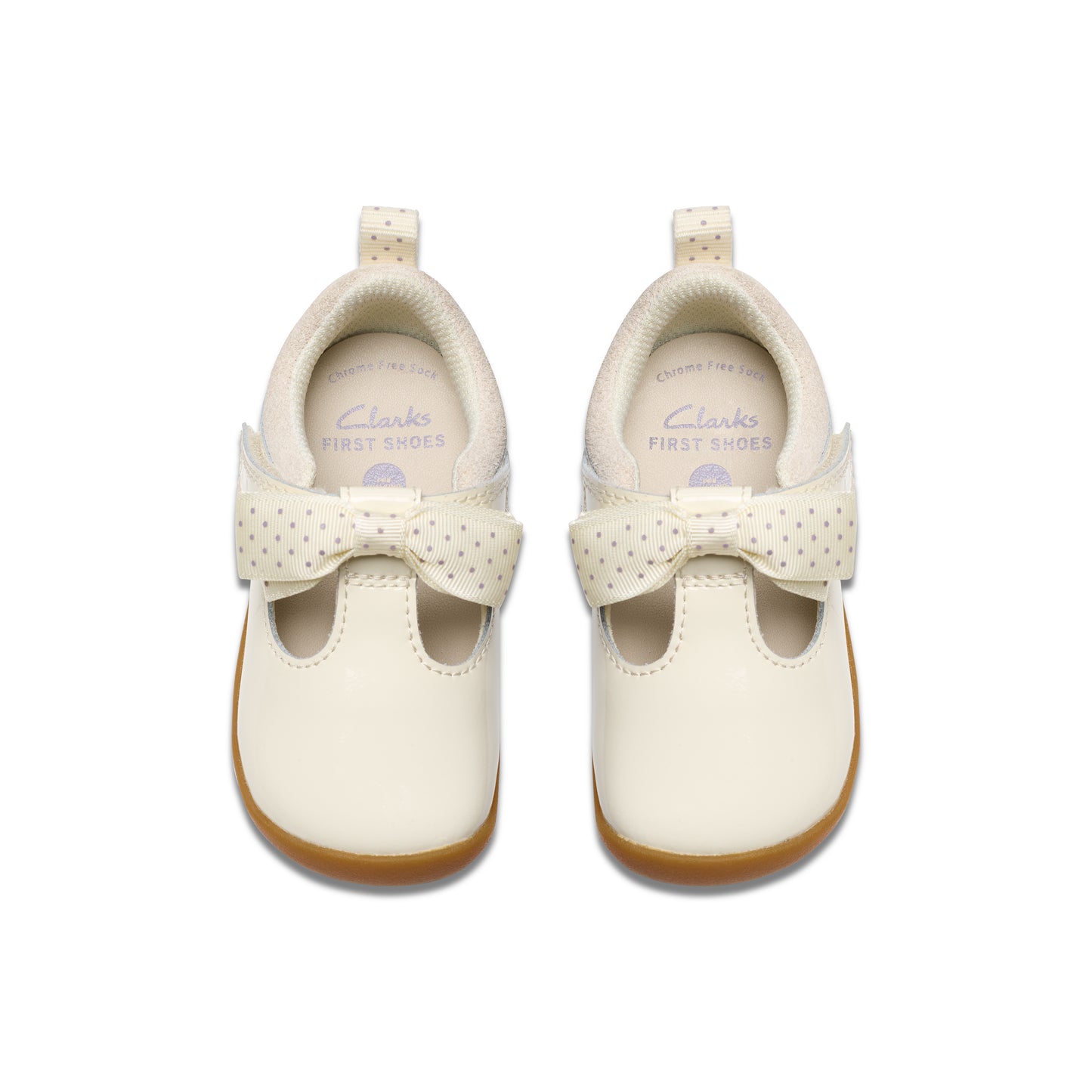 Clarks Roamer Trim T Girls Off White Bow Shoe