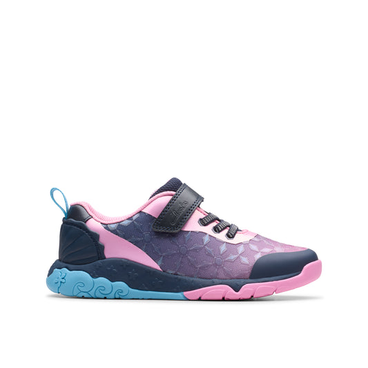 Clarks Tidal Trail K Girls Navy Trainer