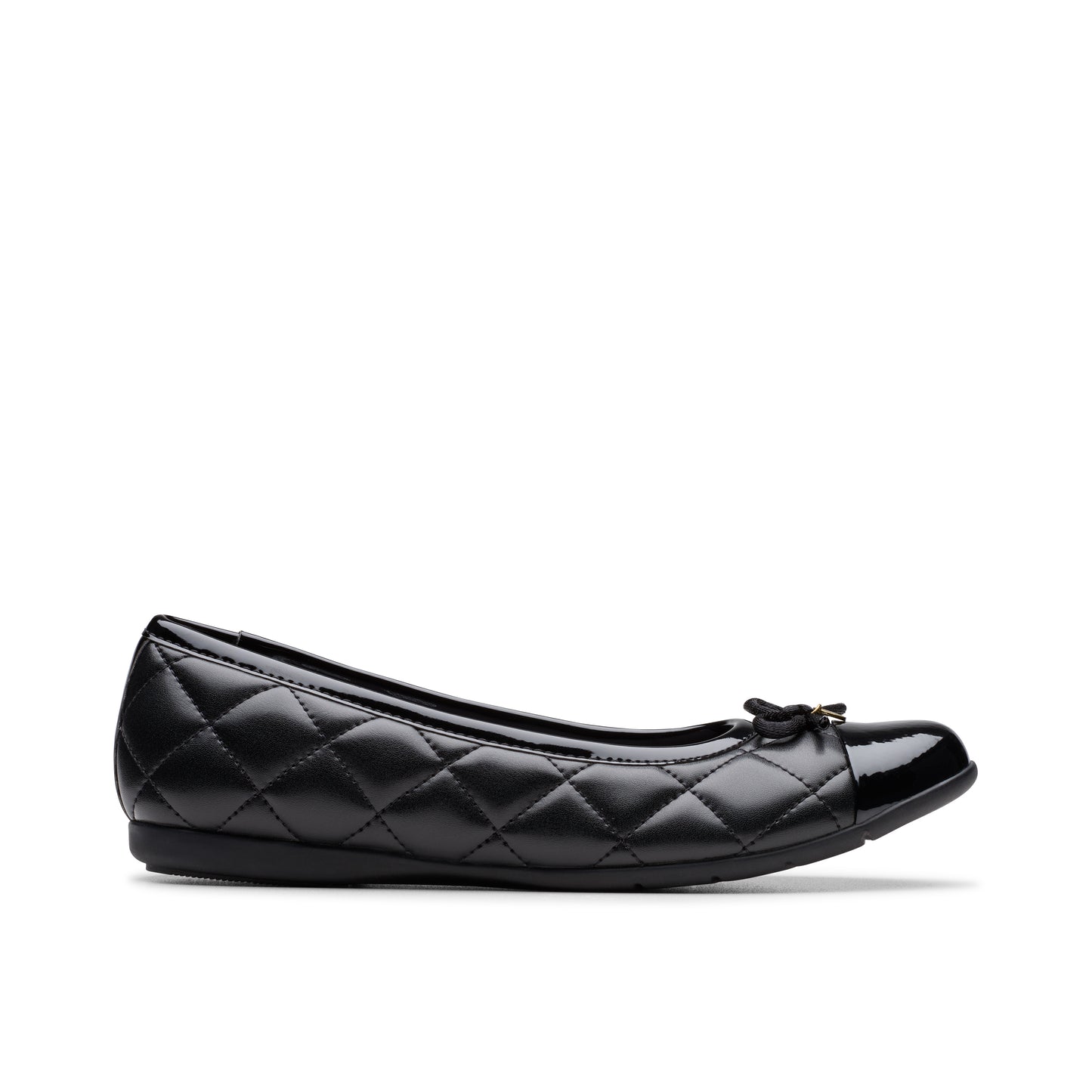 Clarks Dance Cap Girls Black Slip On School Shoe