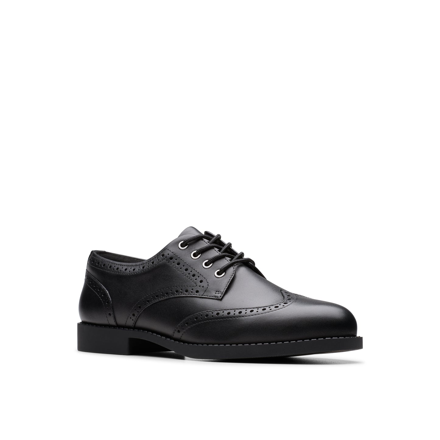 Clarks Tapa Pure Y Girls Black Lace School Shoe