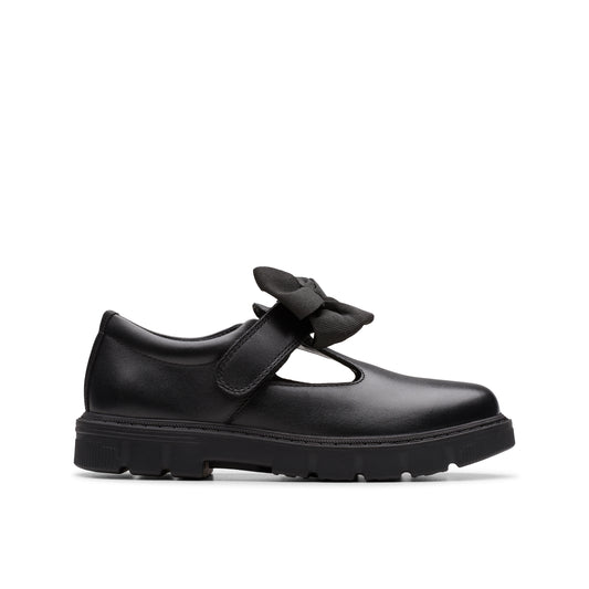 Clarks Lorcam Hope Girls Black T-Bar Chunky School Shoe