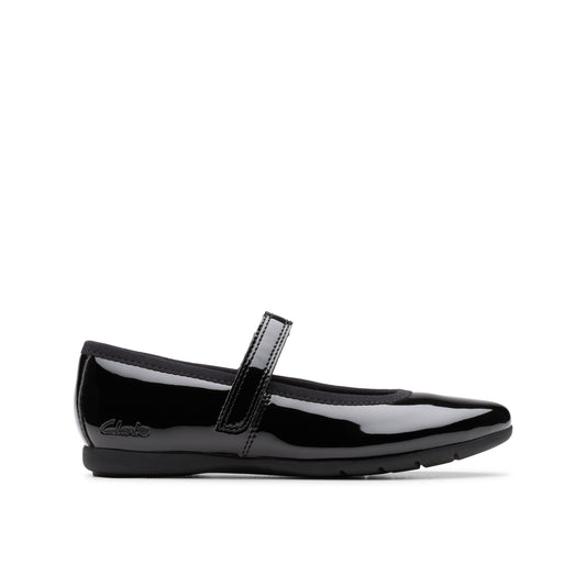 Clarks Dance Wish Girls Black Patent School Shoe
