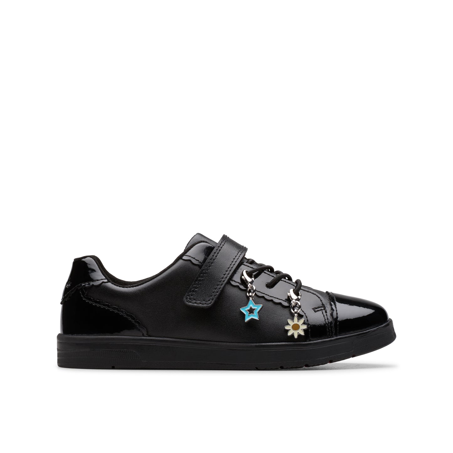 Clarks Disco Charm Girls Black Trainer School Shoe