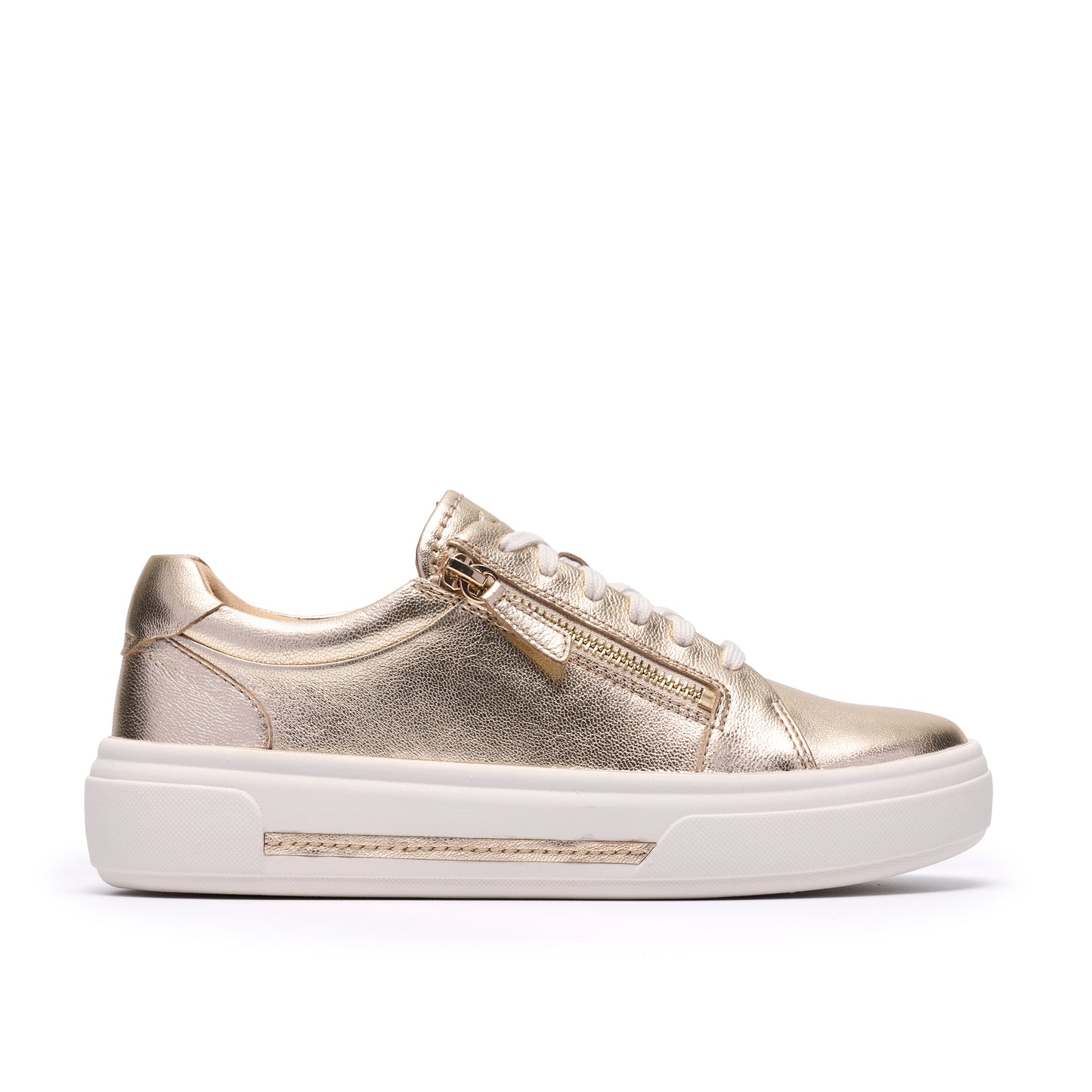 Clarks Hollyrose Zip Womens Gold Trainer