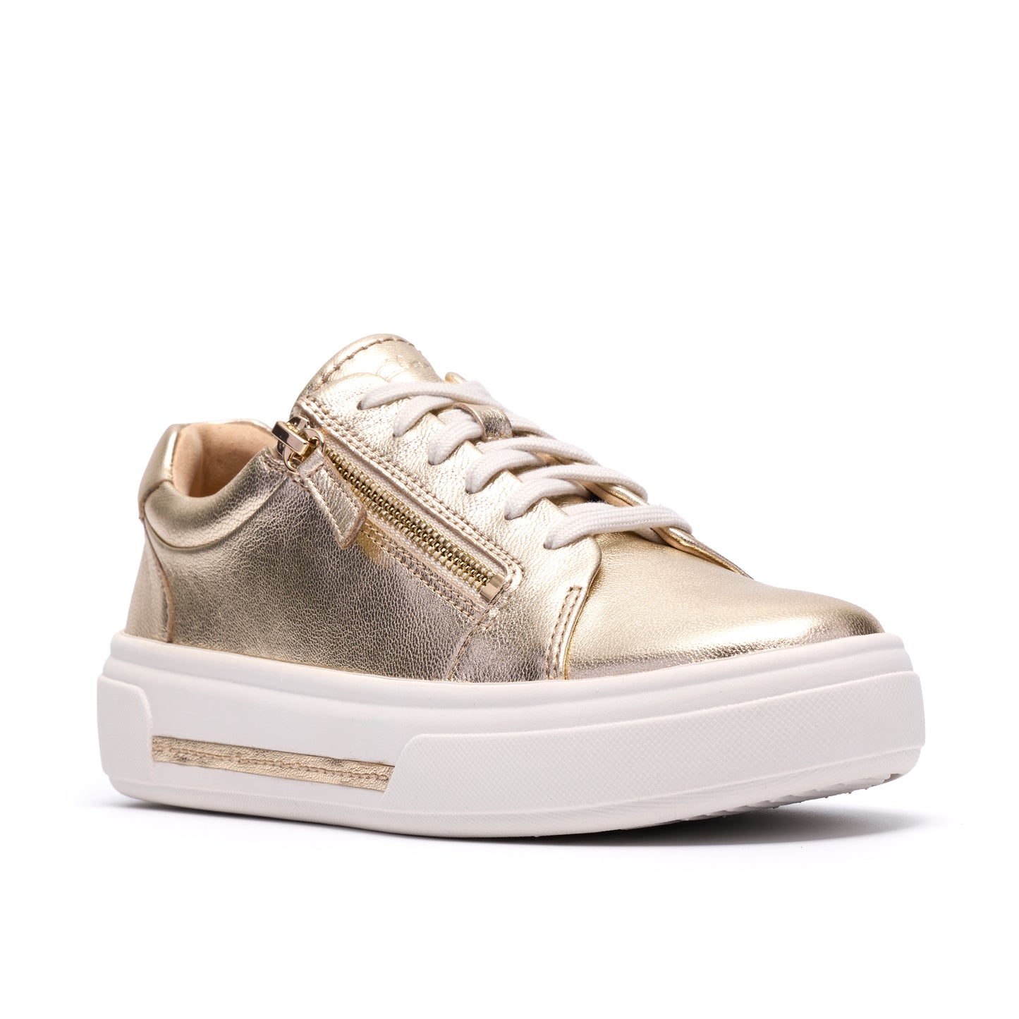 Clarks Hollyrose Zip Womens Gold Trainer