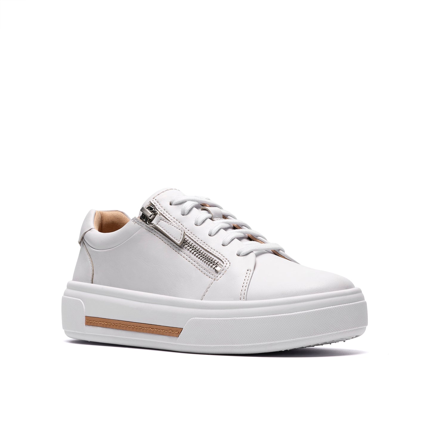 Clarks Hollyrose Zip Womens White Trainer
