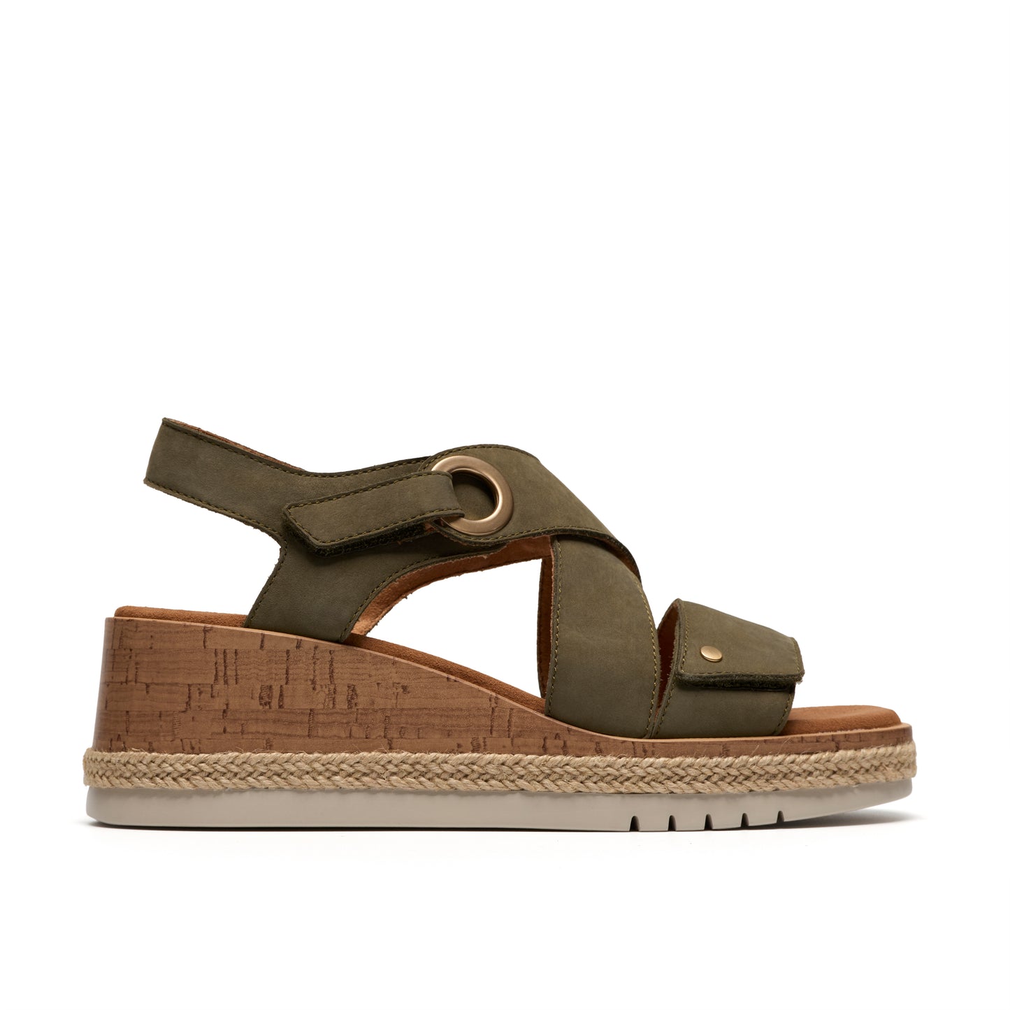 Clarks Kidiki Sun Womens Dark Olive Wedge Sandal