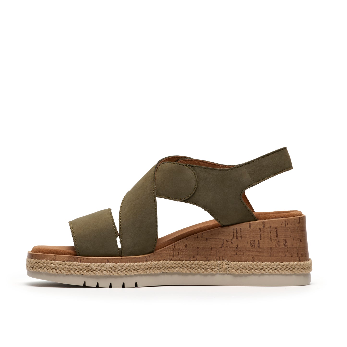 Clarks Kidiki Sun Womens Dark Olive Wedge Sandal