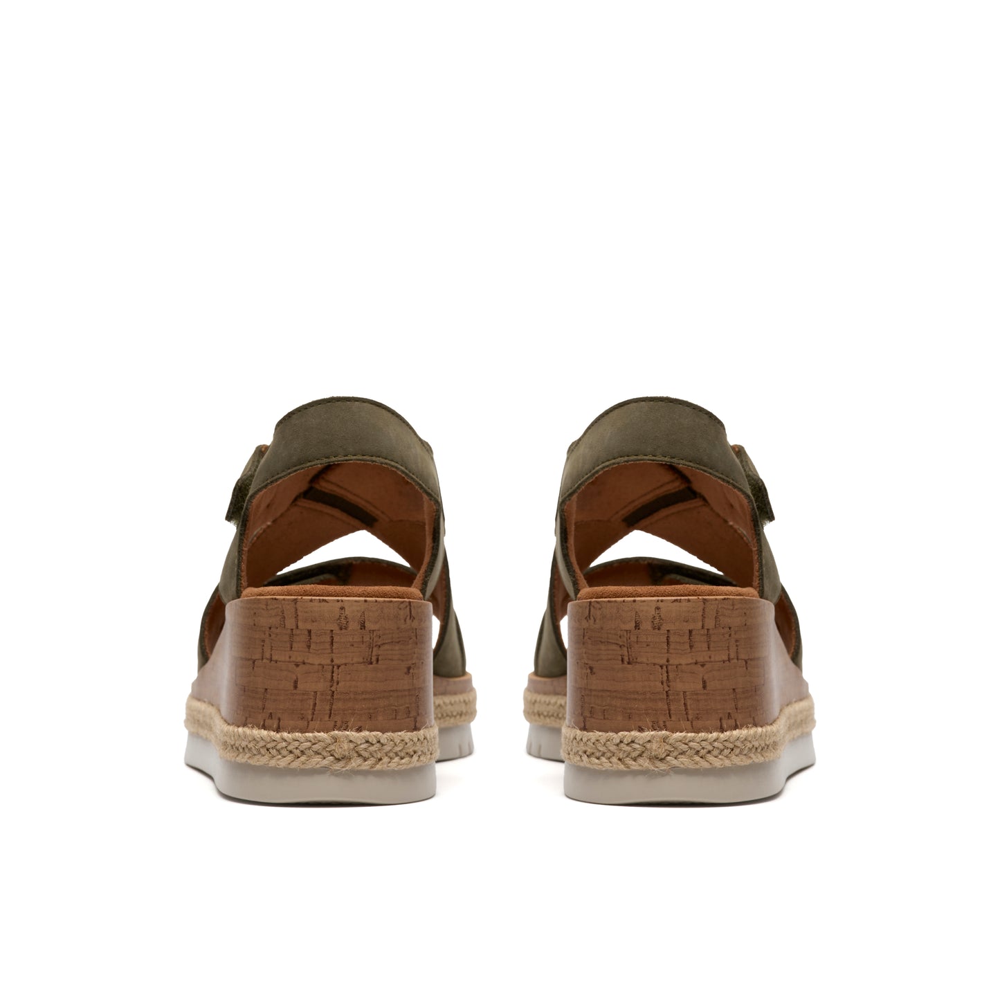 Clarks Kidiki Sun Womens Dark Olive Wedge Sandal