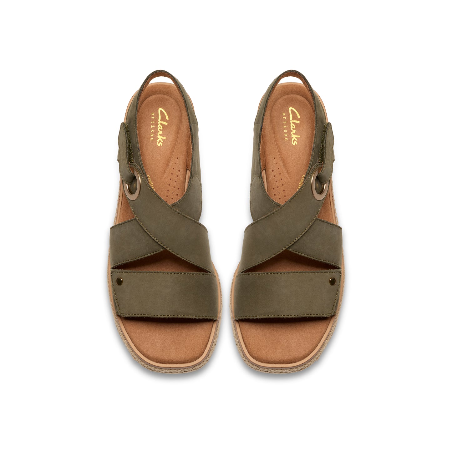 Clarks Kidiki Sun Womens Dark Olive Wedge Sandal