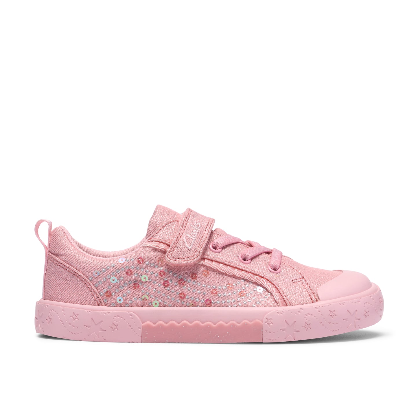Clarks Foxing Gleam K Girls Pink Canvas Trainer