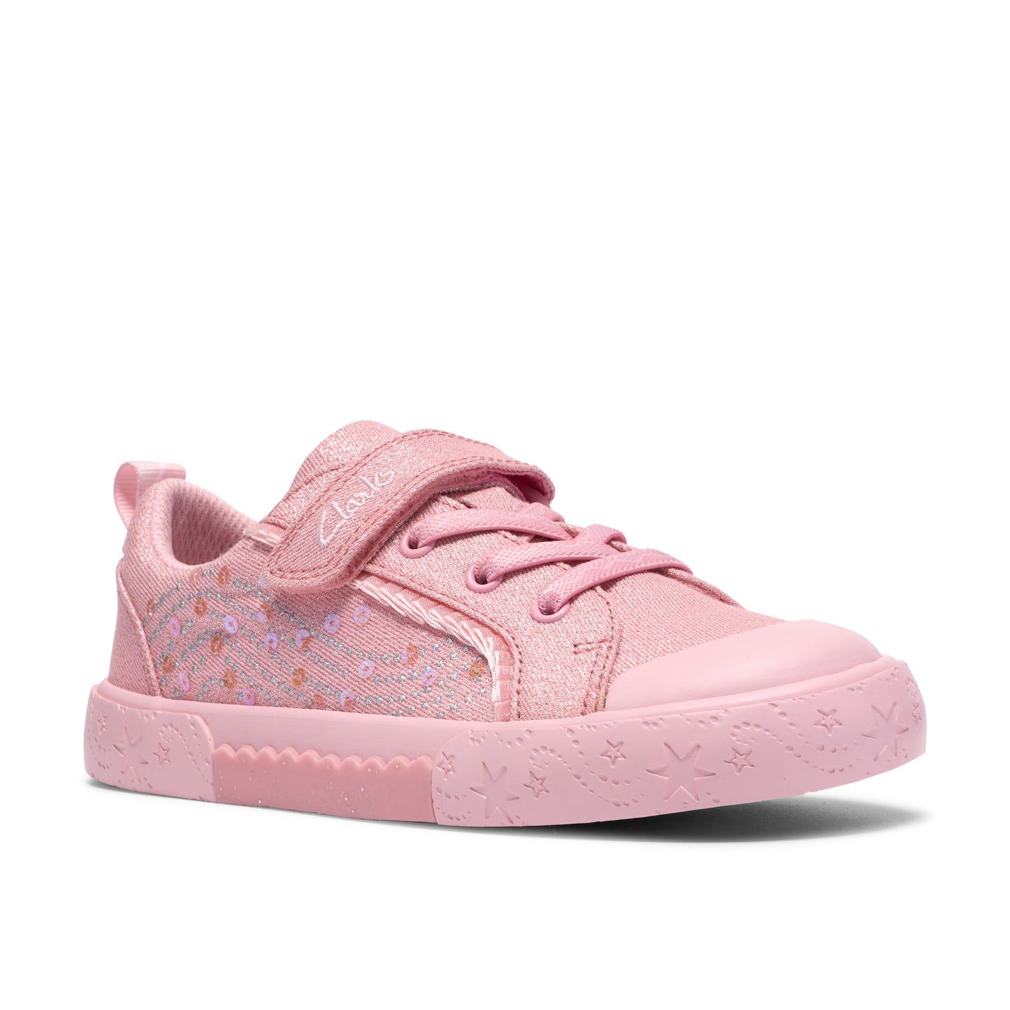 Clarks Foxing Gleam K Girls Pink Canvas Trainer