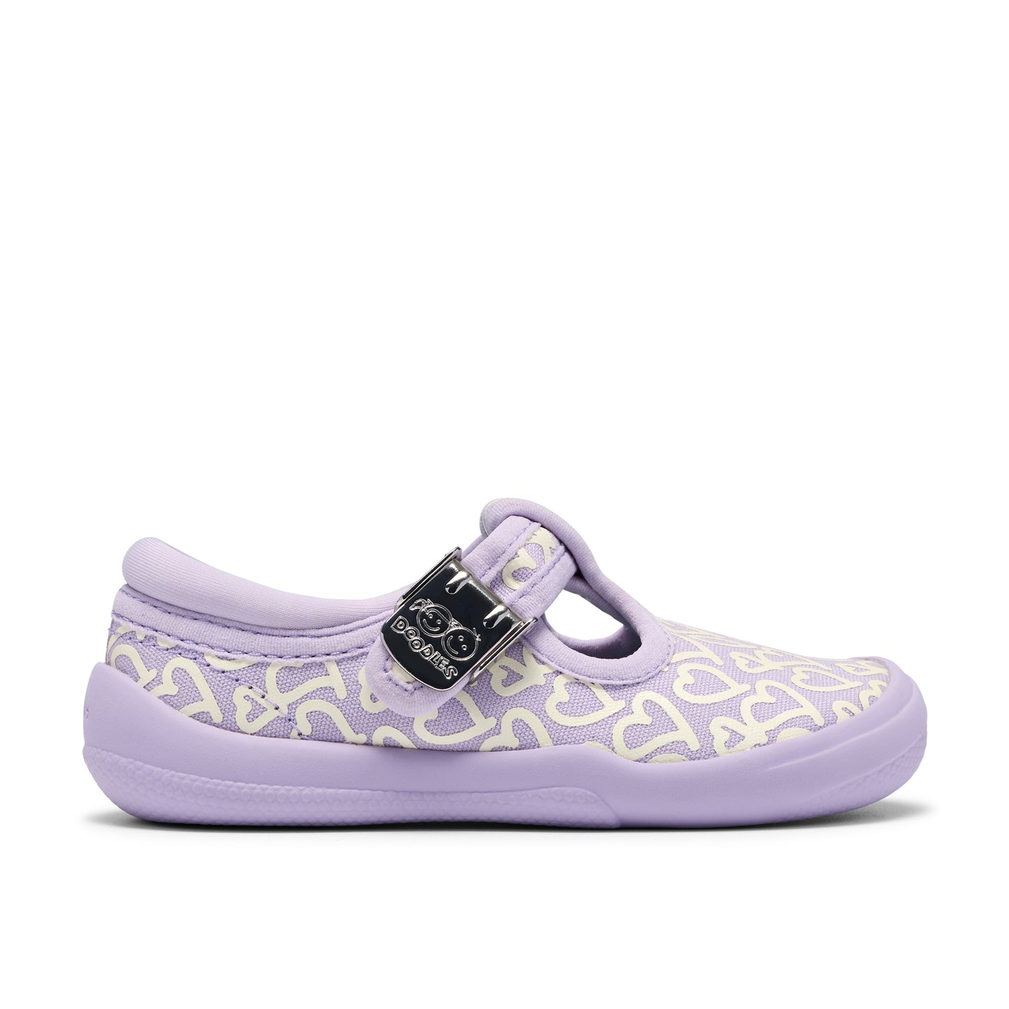 Clarks Briley Way T Lilac Heart T-Bar Canvas Shoe