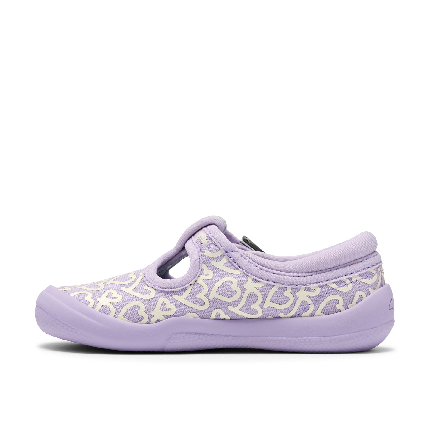 Clarks Briley Way T Lilac Heart T-Bar Canvas Shoe