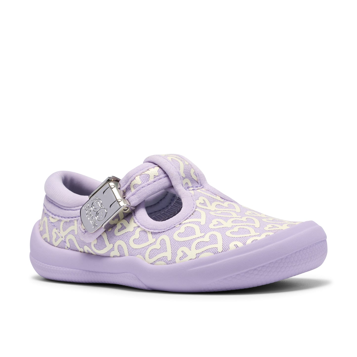 Clarks Briley Way T Lilac Heart T-Bar Canvas Shoe