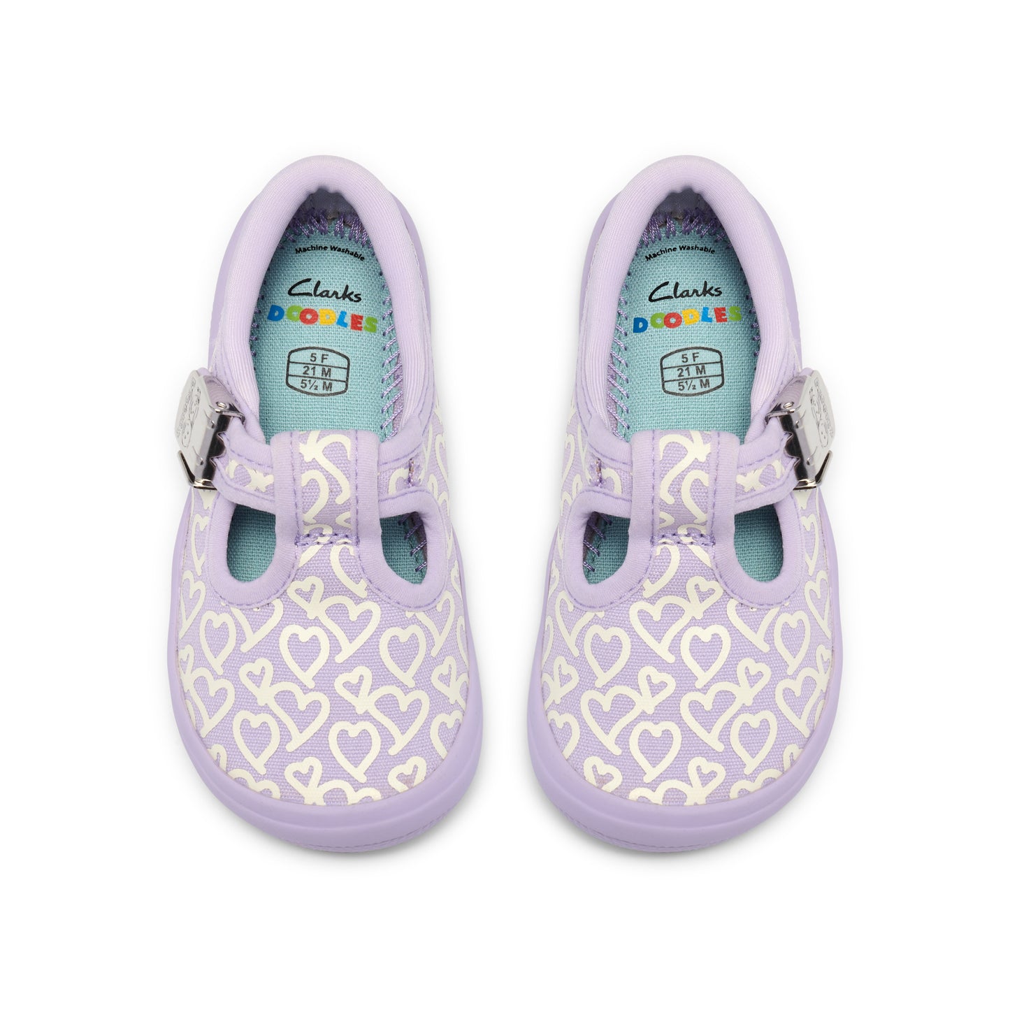 Clarks Briley Way T Lilac Heart T-Bar Canvas Shoe