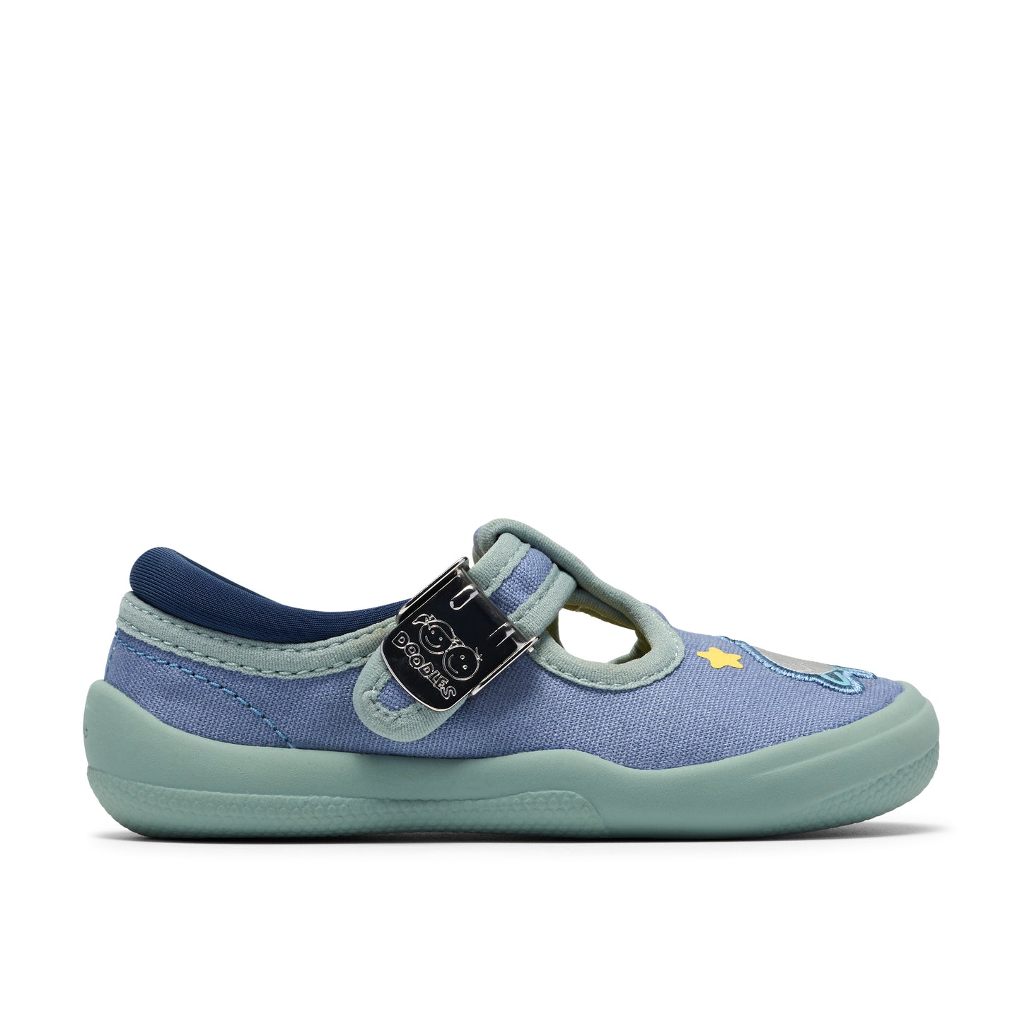 Clarks Briley Way T Blue Turtle T-Bar Canvas Shoe