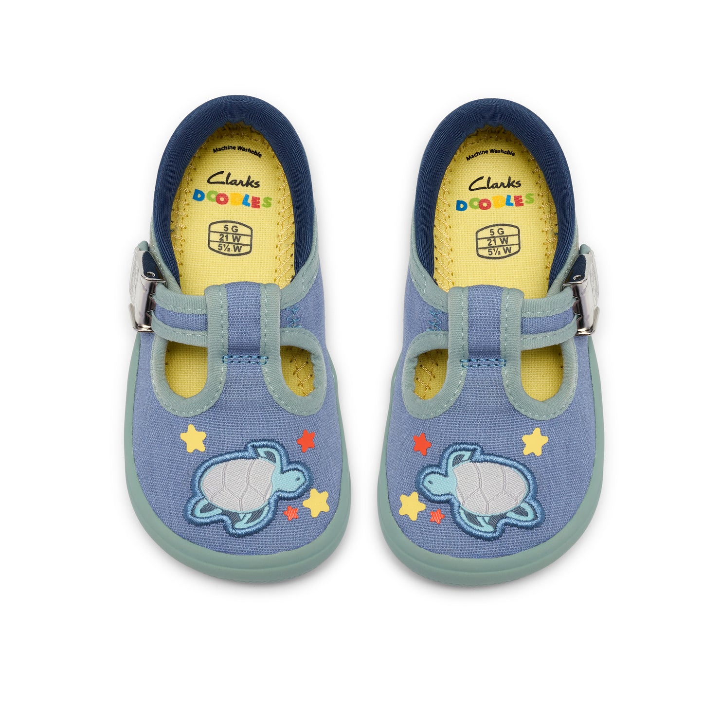 Clarks Briley Way T Blue Turtle T-Bar Canvas Shoe
