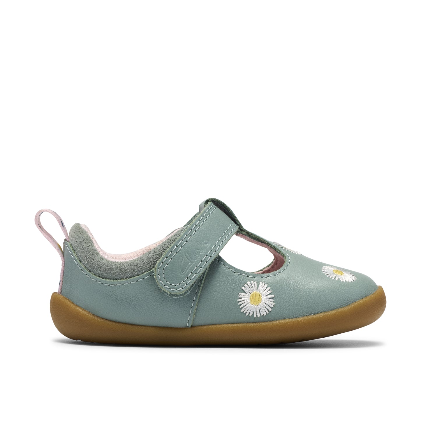 Clarks Roamer Flora T Girls Green Daisy Shoe