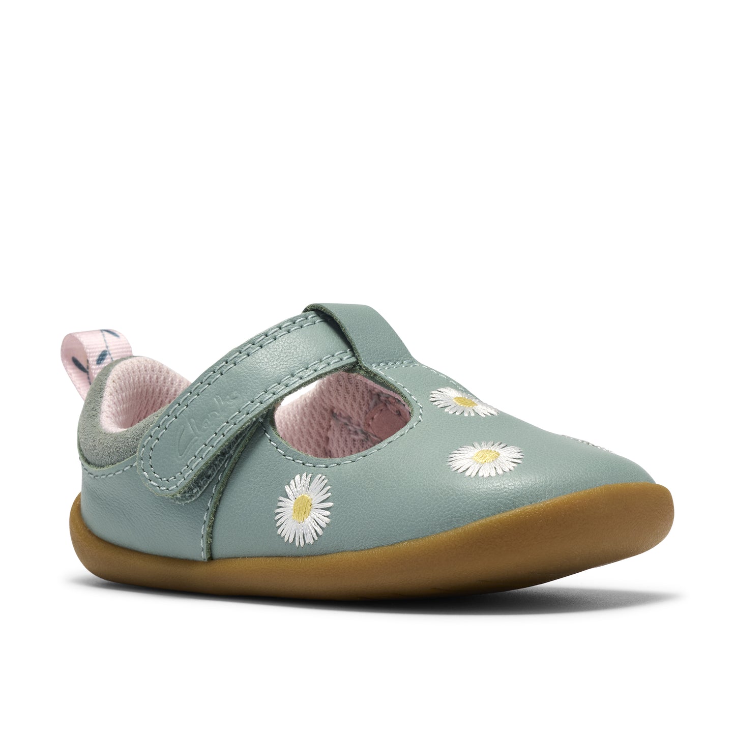 Clarks Roamer Flora T Girls Green Daisy Shoe