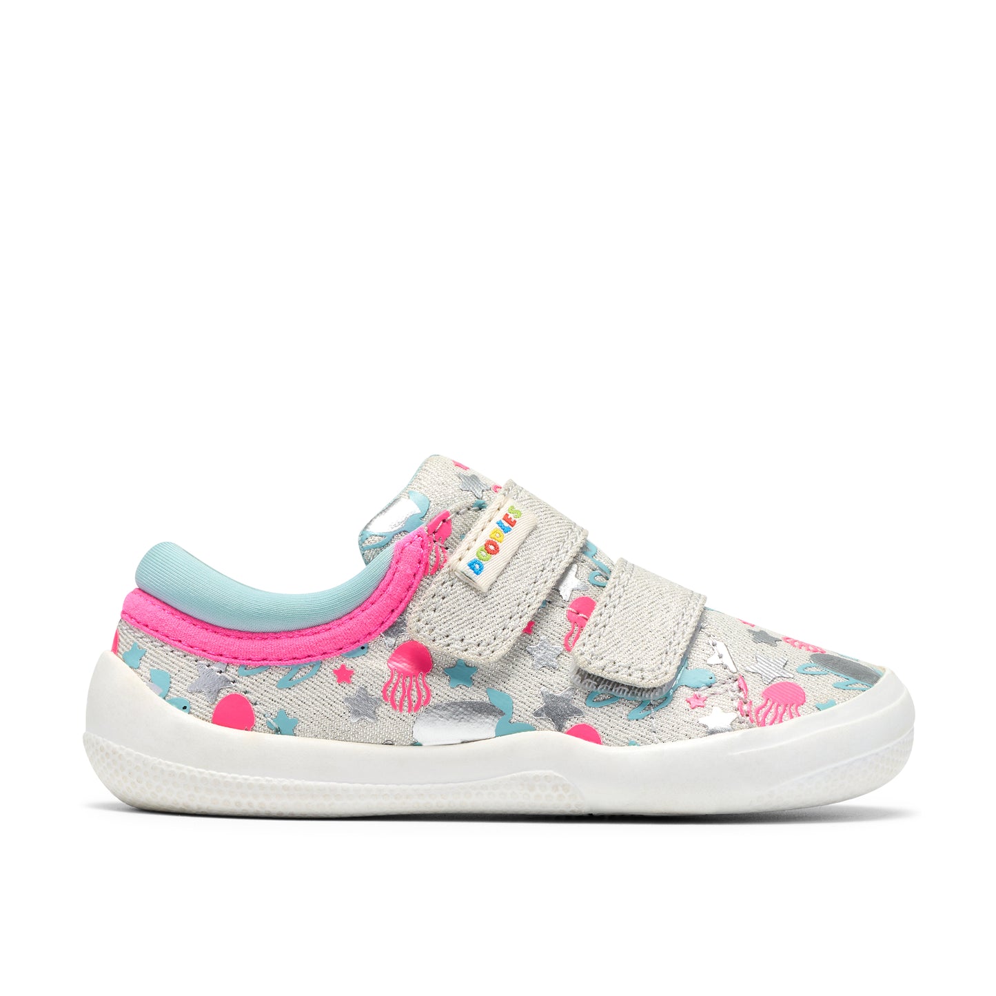 Clarks Briley Fly T Silver Sea Animal Canvas Shoe