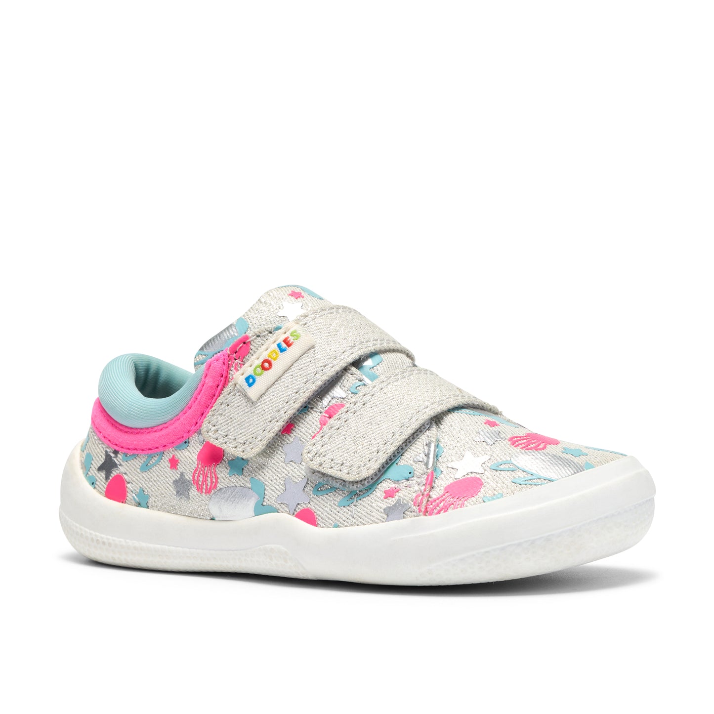 Clarks Briley Fly T Silver Sea Animal Canvas Shoe