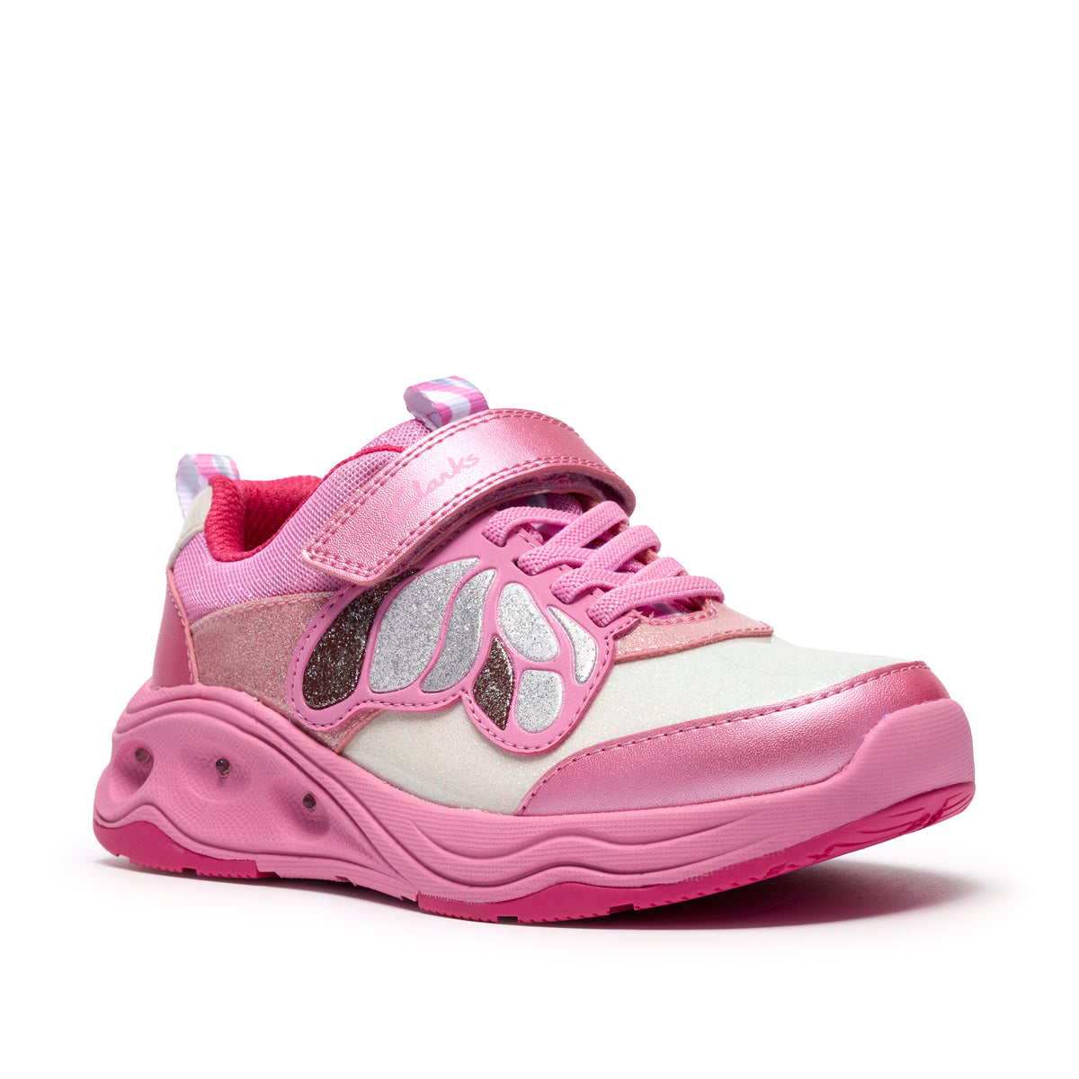 Clarks Gleam Fly Girls Pink Butterfly Trainer