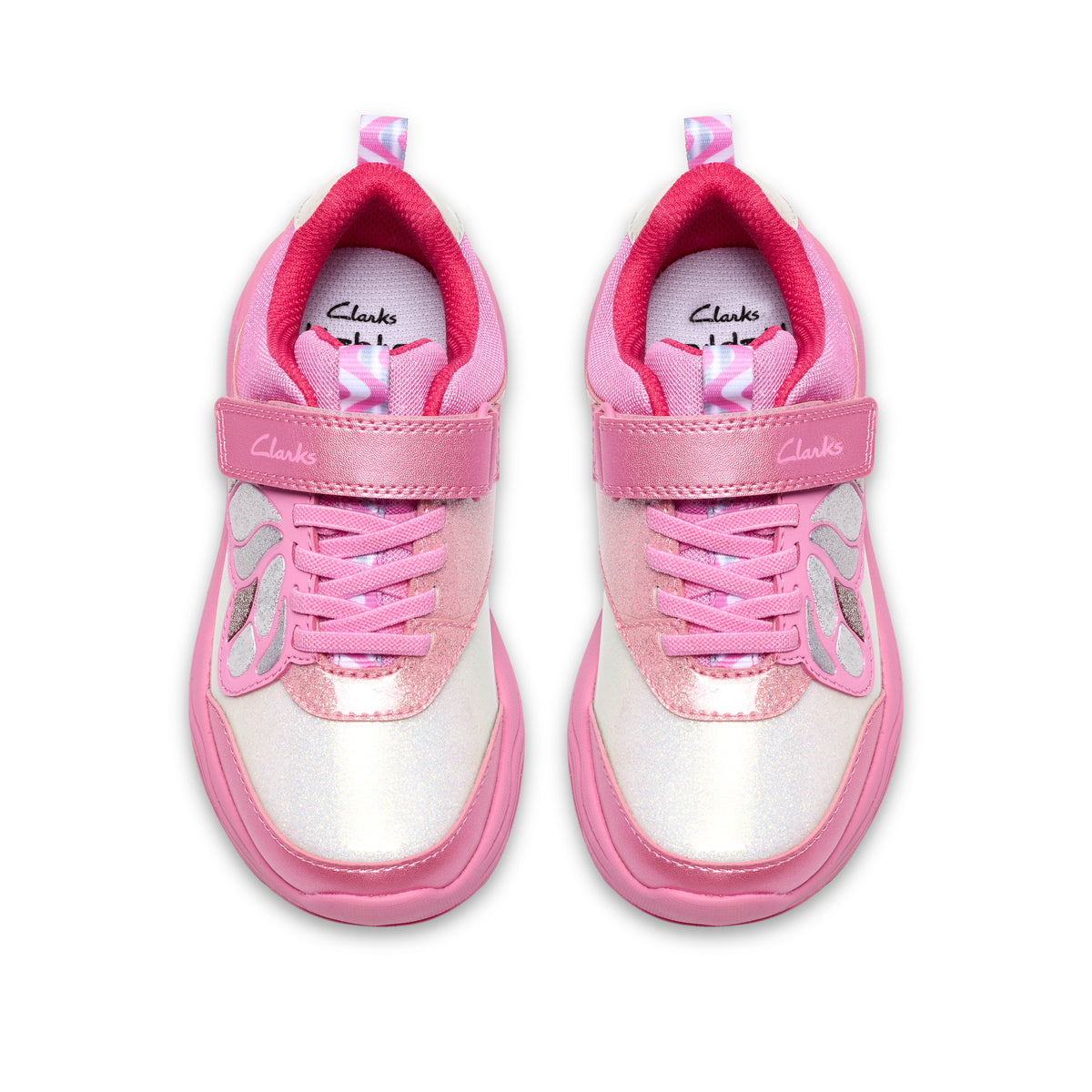 Clarks Gleam Fly Girls Pink Butterfly Trainer