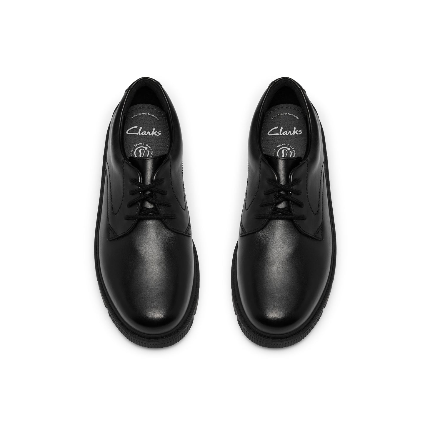 Clarks Lorcam Walk Y Boys Black Lace School Shoes