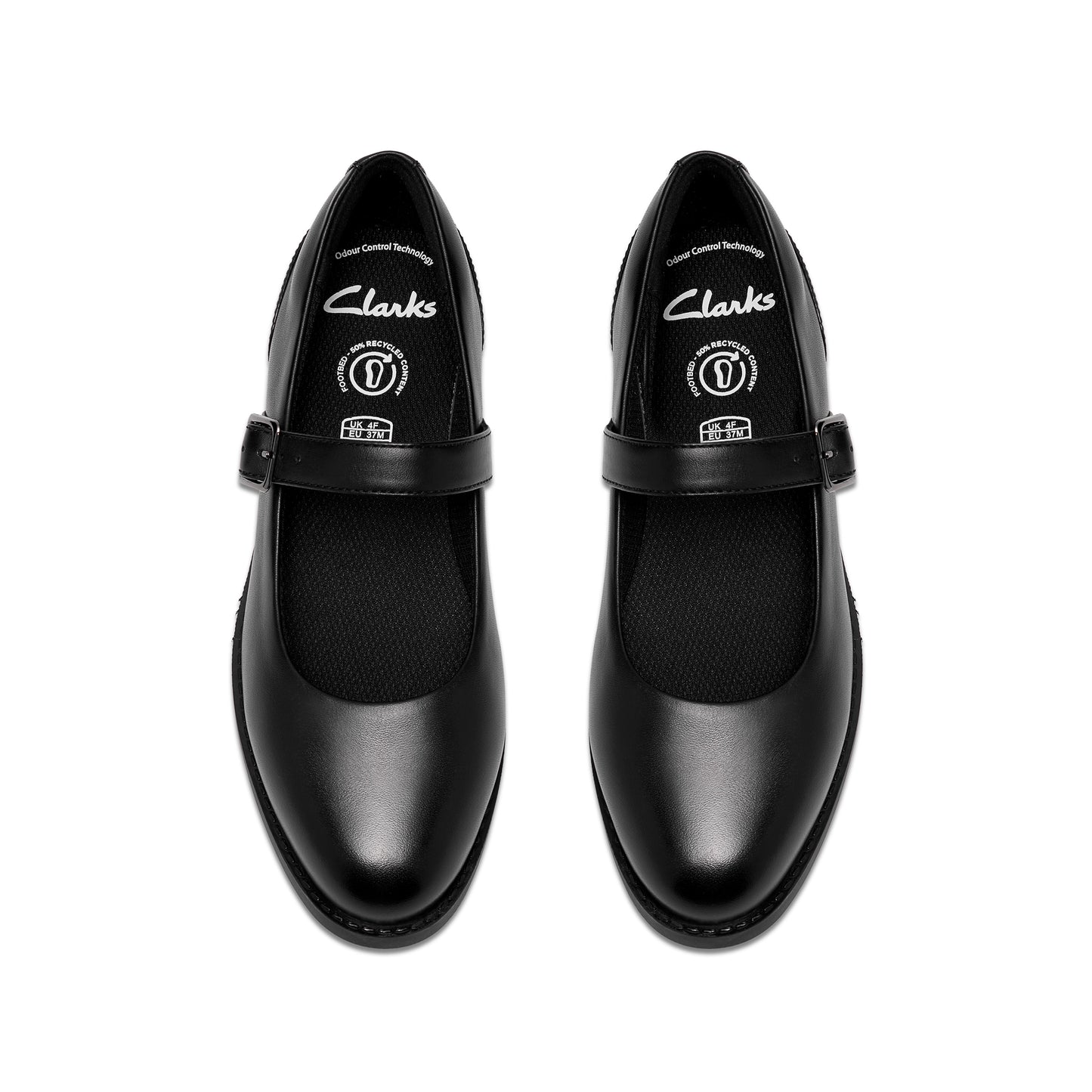 Clarks Tapa Skip Girls Black Mary Jane Buckle School Shoe