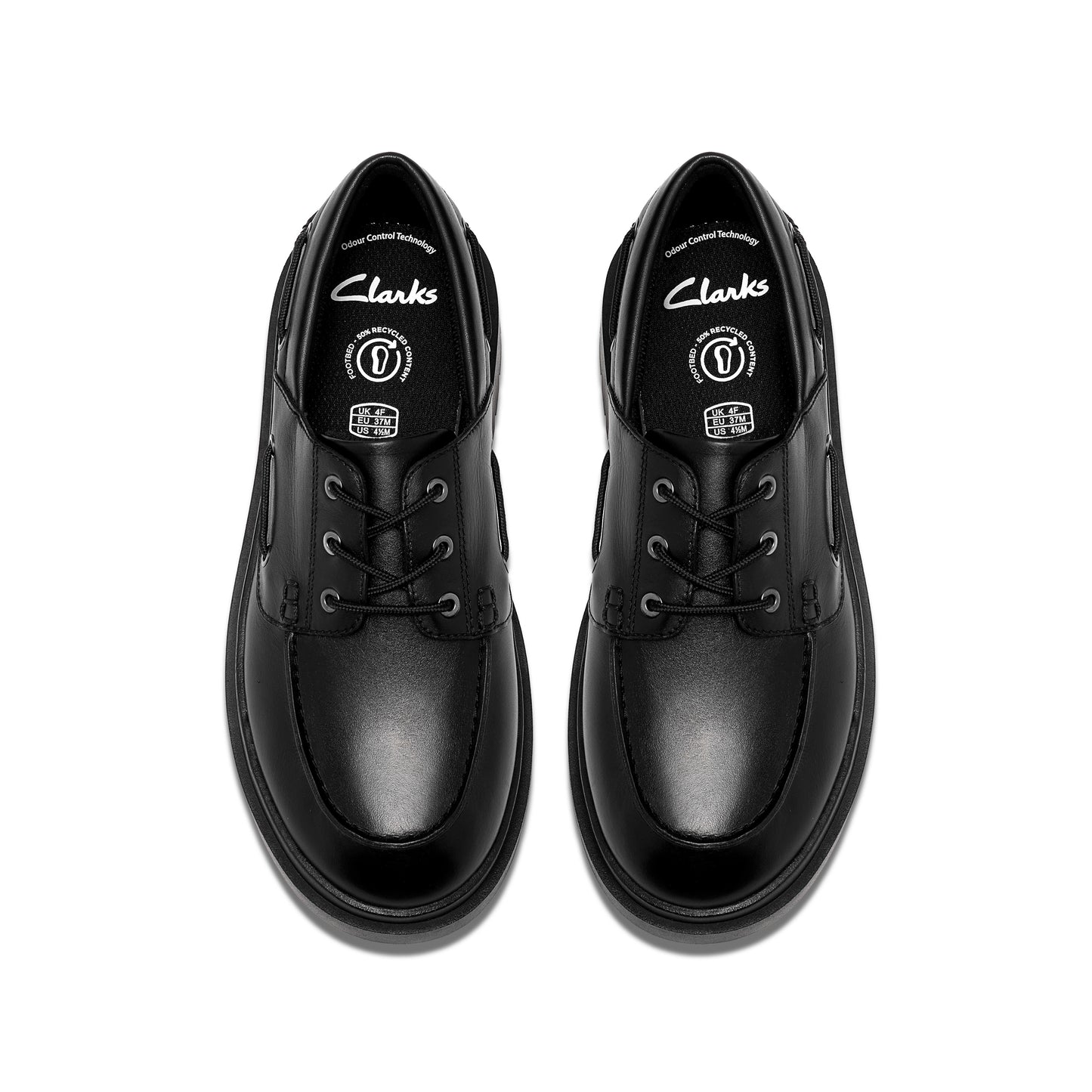 Clarks Derry Boat Girls Black Chunky School Shoe