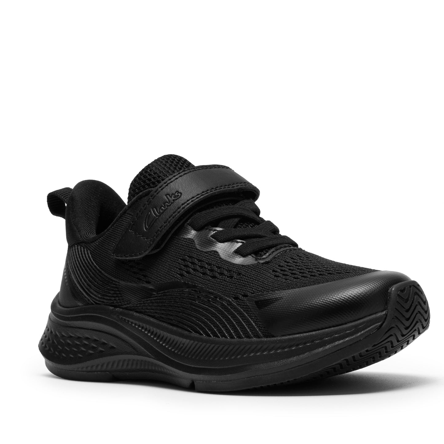 Clarks Lumen Hero K Boys Black Trainer School Shoes