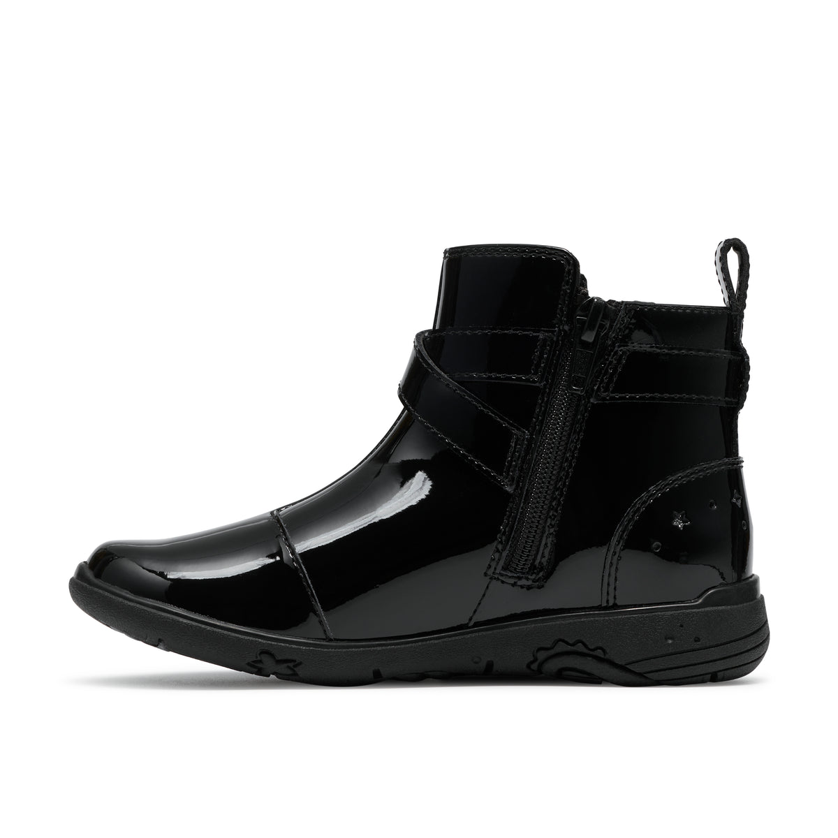 Clarks Relda Star Girls Black Patent Ankle Boot