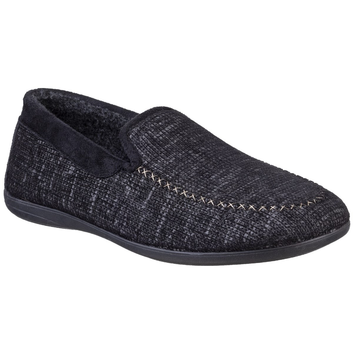 Cotswold Stanley Mens Black Loafer Slipper